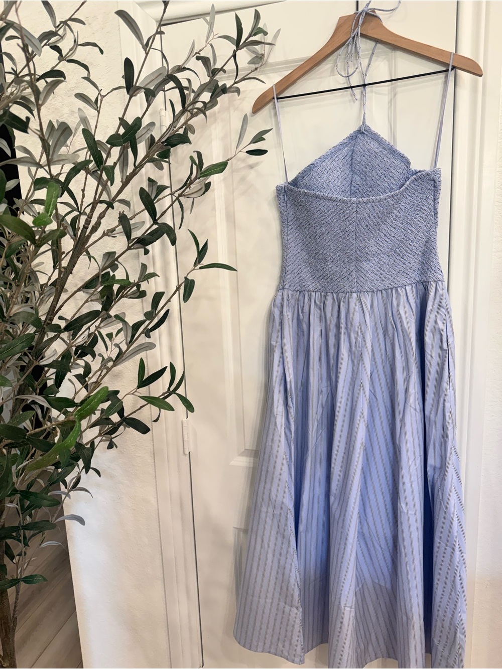 J. Crew Periwinkle Blue Midi Dress with Smocked Bodice - Picture 4 of 6